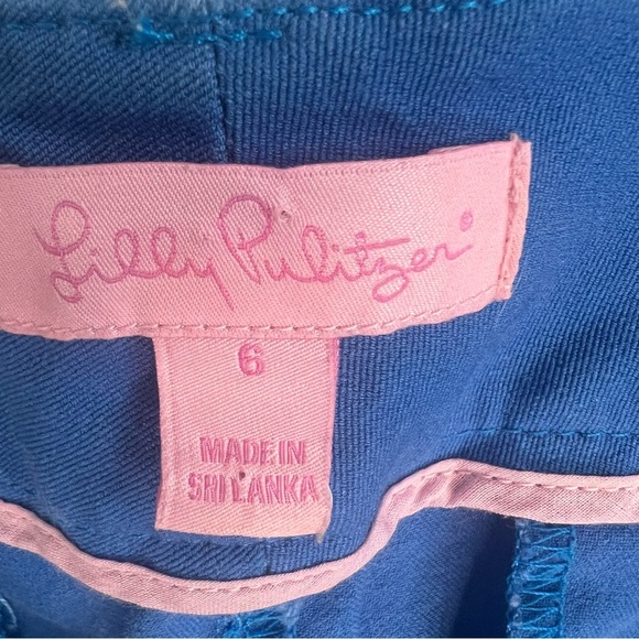 Lilly Pulitzer Womens Cropped Pants Blue Sz 6 Stretch Bright Spring Slim Fit - Picture 5 of 9